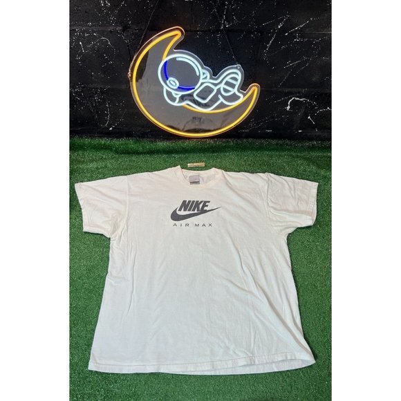 Vintage Nike Air Max White Y2k Mens‎ Sz XXL Tshirt Gray Tag Over sized - Picture 1 of 6